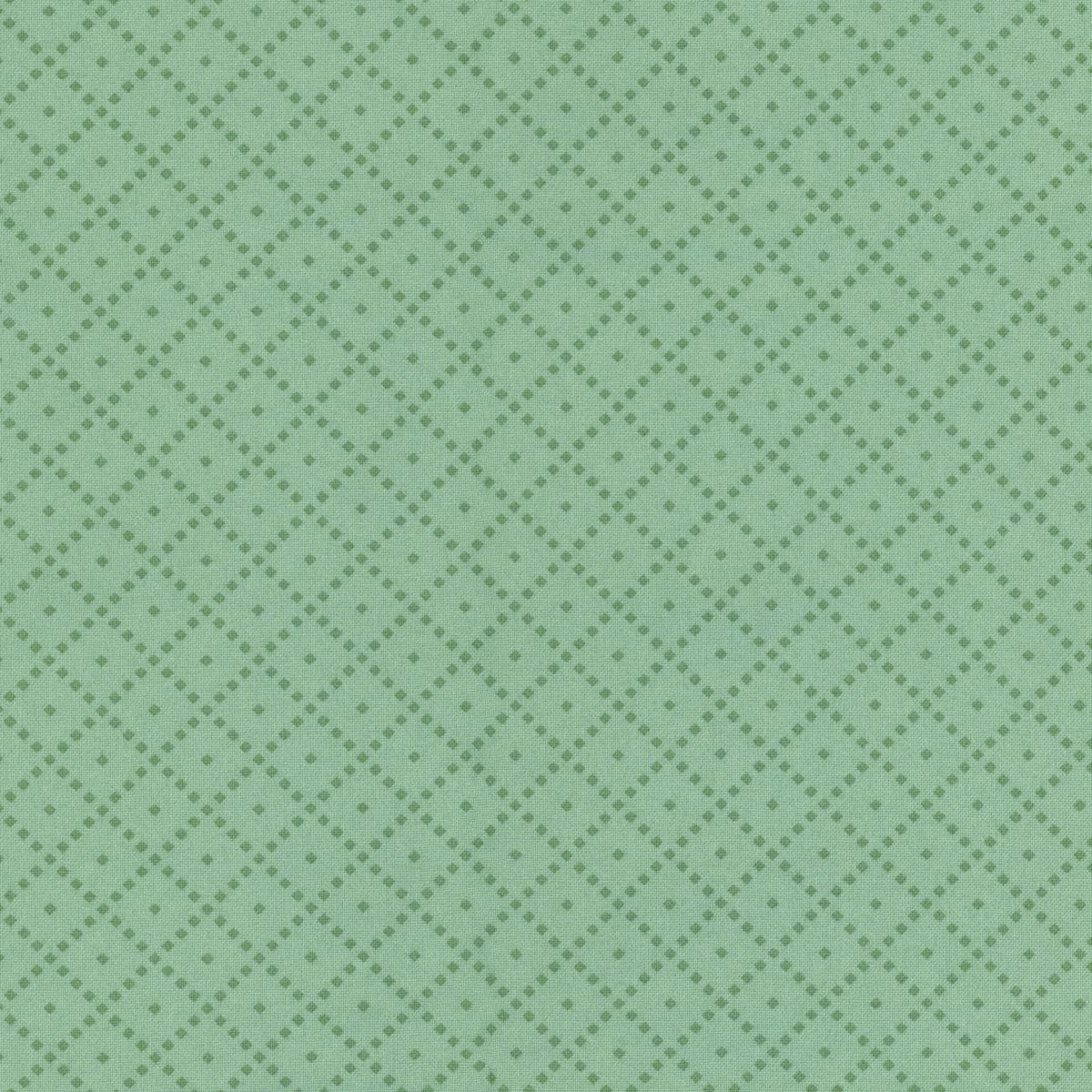 The Awe of Autumn Hazy Grid Fabric Yardage by Riley Blake features a light green background with a dotted diamond grid and tiny dot intersections, ideal for adding subtle geometric style to your autumn quilting projects.