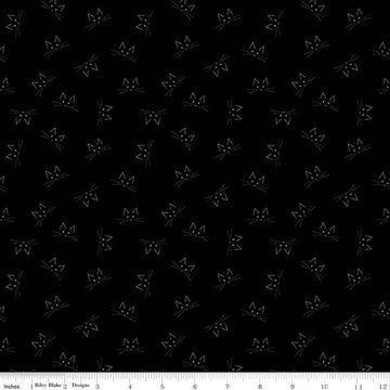 Blackout Black Cat Face Fabric Yardage - quilt fabric for sewing and quilting projects