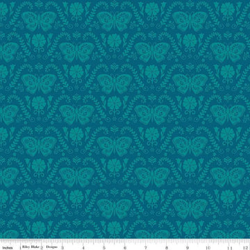 First Blooms Denim Butterflies Fabric Yardage