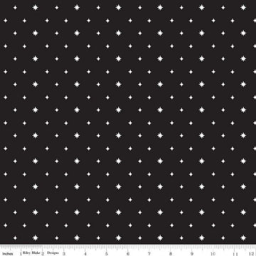 Charming Christmas Black Stars Fabric Yardage - quilt fabric for sewing and quilting projects