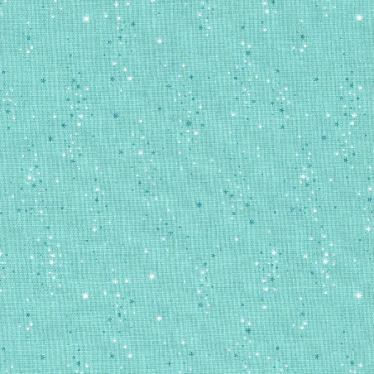 With a turquoise background and scattered white dots and stars, Essence Dream Starlight Fabric Yardage by Riley Blake evokes a starry night—ideal for quilting and fabric projects.