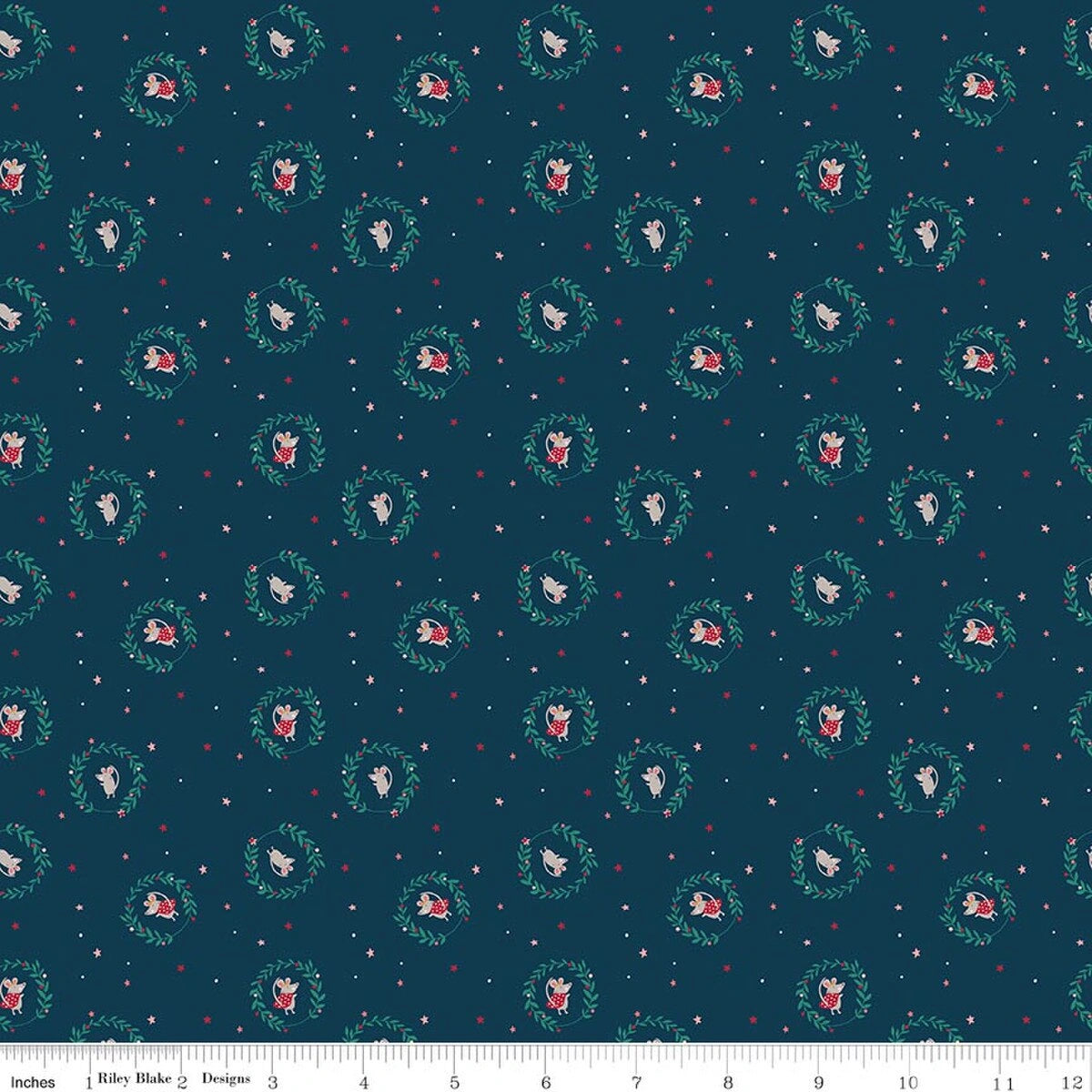 Nutcracker Tradition Midnight Christmas Mice Fabric Yardage - quilt fabric for sewing and quilting projects