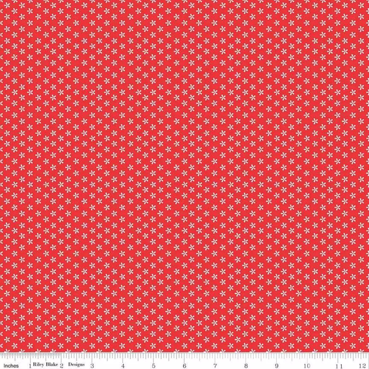 Bee Basics Red Tiny Daisy Fabric Yardage