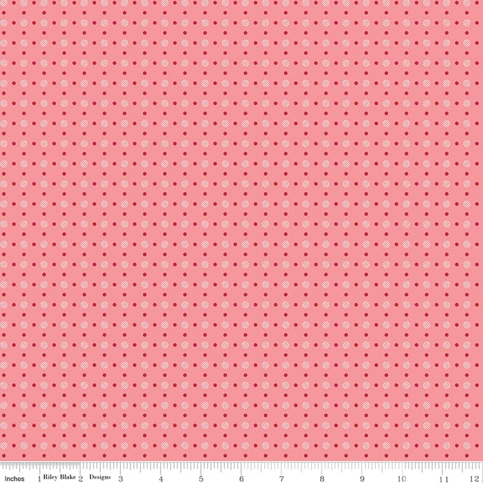 Bee Basics Coral Polka Dot Fabric Yardage