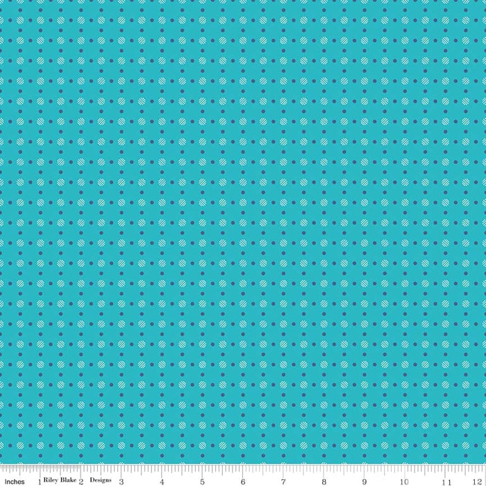 Bee Basics Turquoise Polka Dot Fabric Yardage