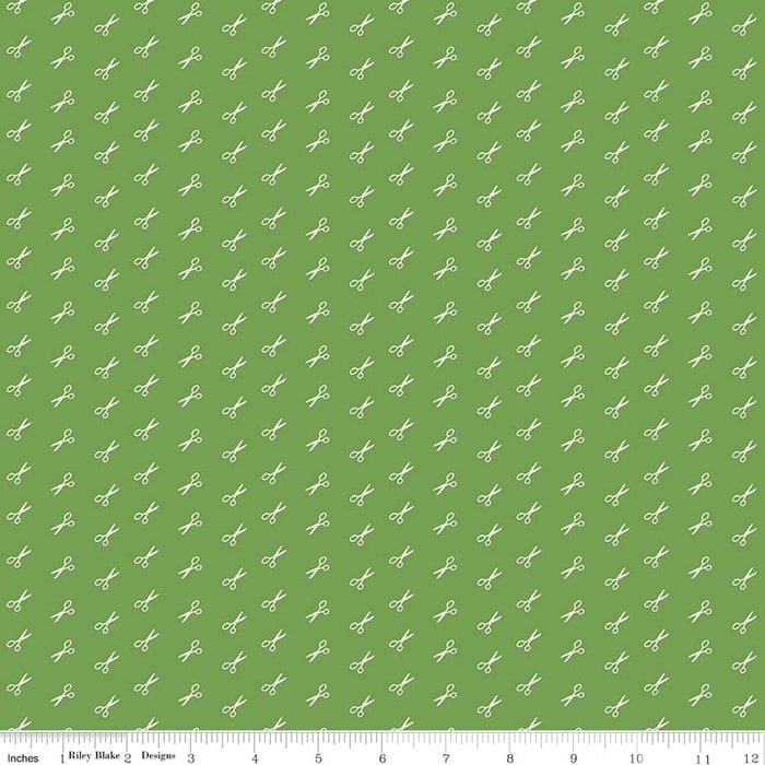 Bee Basics Green Scissor Fabric Yardage