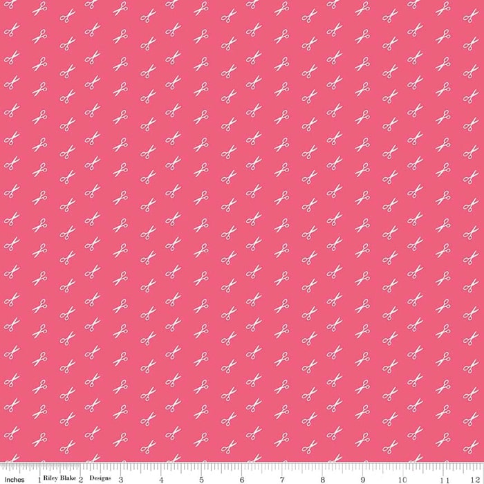 Bee Basics Raspberry Scissor Fabric Yardage