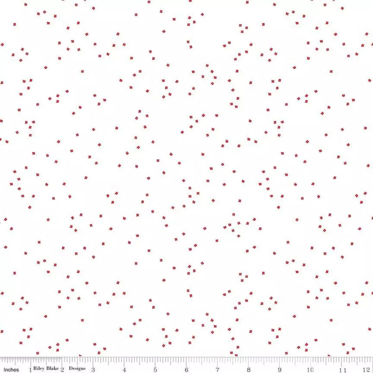 Blossom Red on White Fabric Yardage