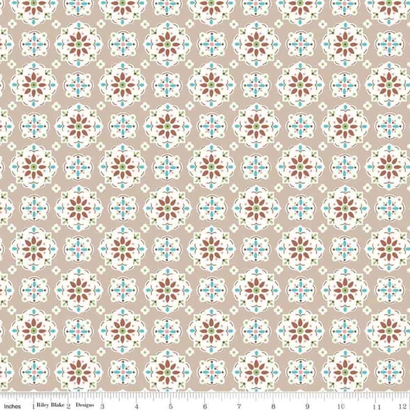 Granny Chic Wallpaper Brown Fabric Yardage