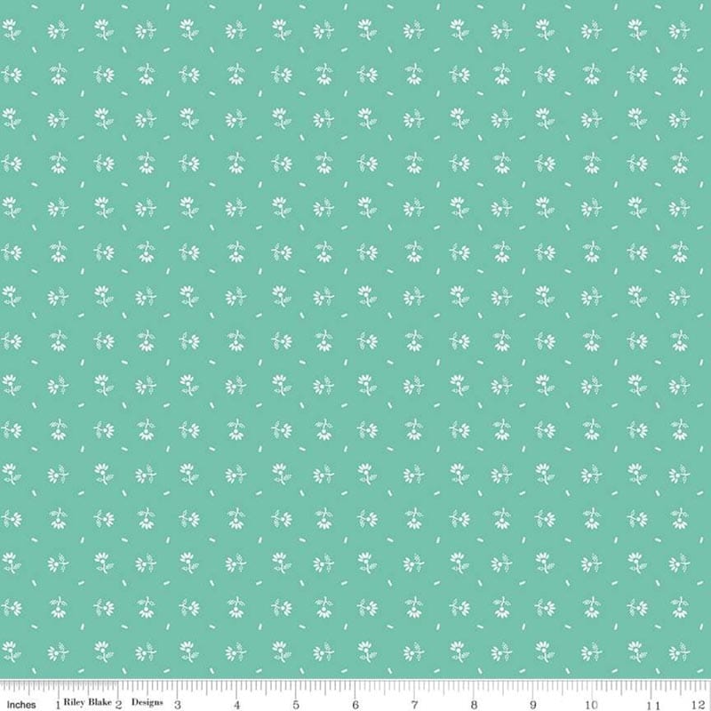 Prim Daisy Sea Glass Fabric Yardage