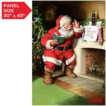 Coca-Cola Christmas Santa Panel 30" x 43" - holiday quilt fabric panel for quilting