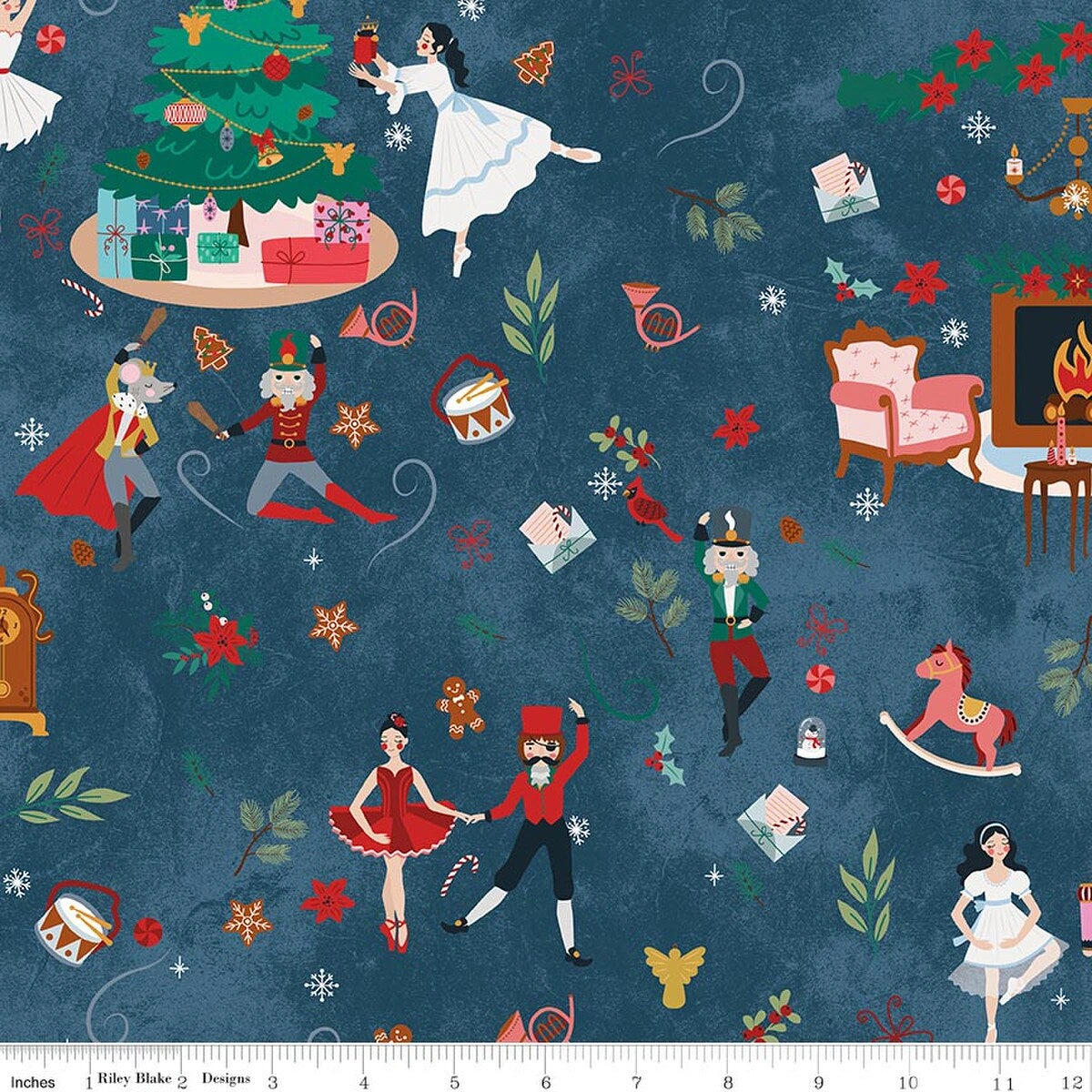 Nutcracker Tradition Midnight Main Fabric Yardage - quilt fabric for sewing and quilting projects