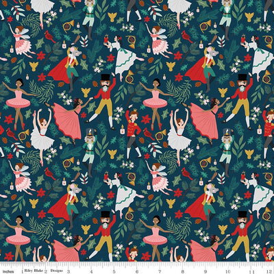 Nutcracker Tradition Midnight Storybook Fabric Yardage