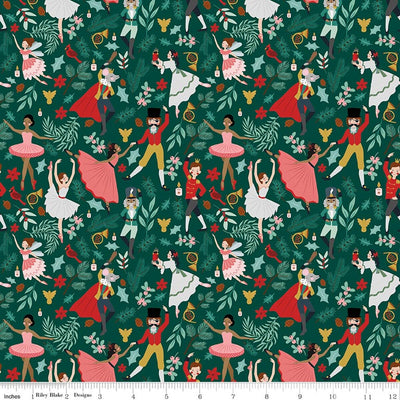 Nutcracker Tradition Pine Storybook Fabric Yardage