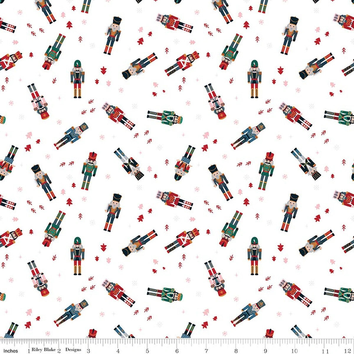 Nutcracker Tradition Snow Nutcracker Toss Fabric Yardage - quilt fabric for sewing and quilting projects