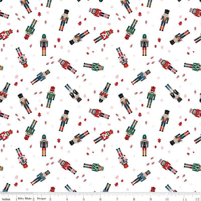 Nutcracker Tradition Snow Nutcracker Toss Fabric Yardage