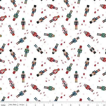 Nutcracker Tradition Snow Nutcracker Toss Fabric Yardage - quilt fabric for sewing and quilting projects