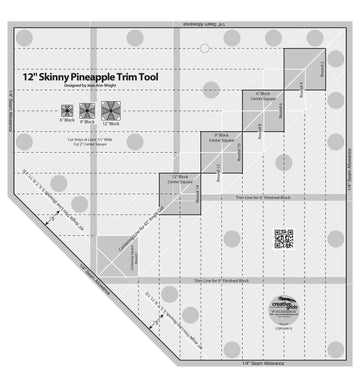 Creative Grids Quilt Ruler 12in Skinny Pineapple Trim Tool - image 1 - quilting ruler for precision cutting