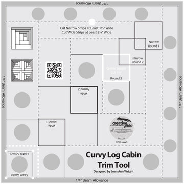 Creative Grids Quilt Ruler Curvy Log Cabin Trim Tool 8in Finished Blocks - quilting ruler for precision cutting