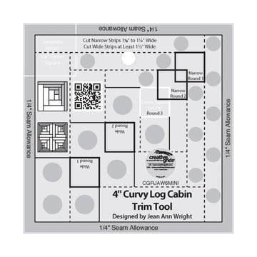 Creative Grids Quilt Ruler 4in Curvy Log Cabin Trim Tool - image 1 - quilting ruler for precision cutting