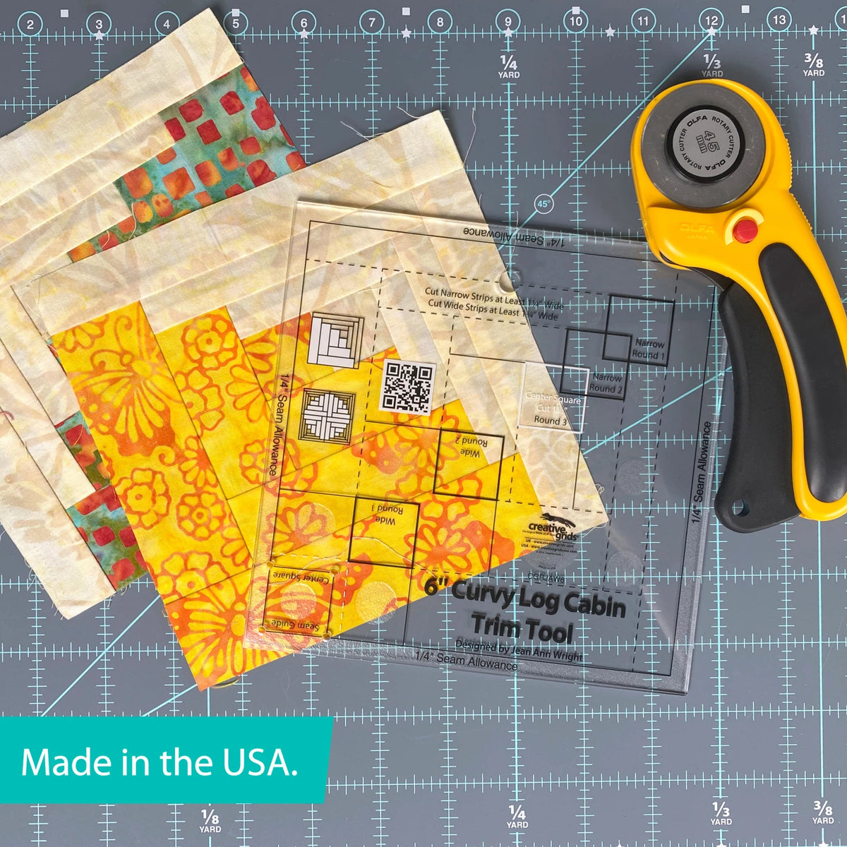 Basix Quilt Ruler Creative Grids Quilt Ruler Curvy Log Cabin Trim Tool 6in ... – Quilted Joy