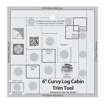 Creative Grids Quilt Ruler Curvy Log Cabin Trim Tool 6in Finished Blocks - image 1 - quilting ruler for precision cutting