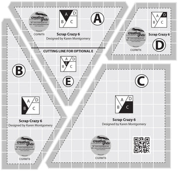 Creative Grids Scrap Crazy 6 acrylic quilting template set five pieces by Karen Montgomery