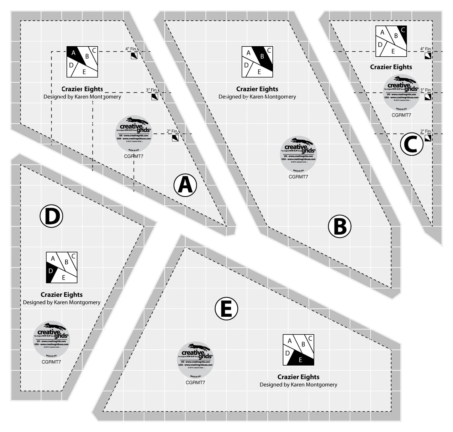 Creative Grids Quilt Ruler Crazier Eights Templates