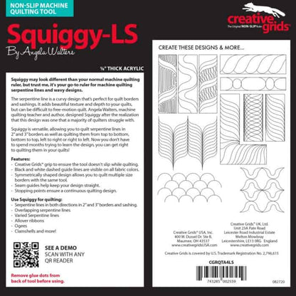 Squiggy Low Shank Machine Quilting Ruler Available at Quilted Joy