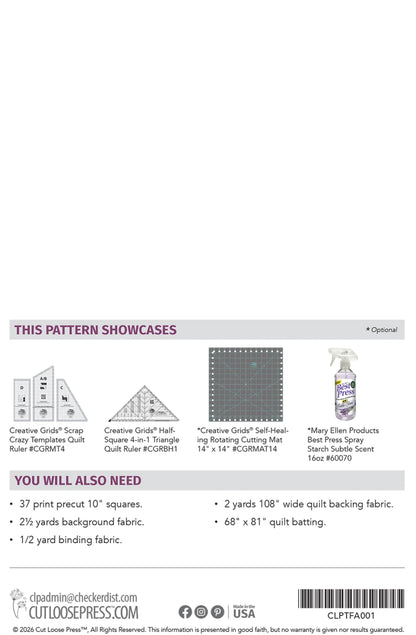 Scrap Crazy Bear Paw quilt pattern back with instructions and fabric requirements