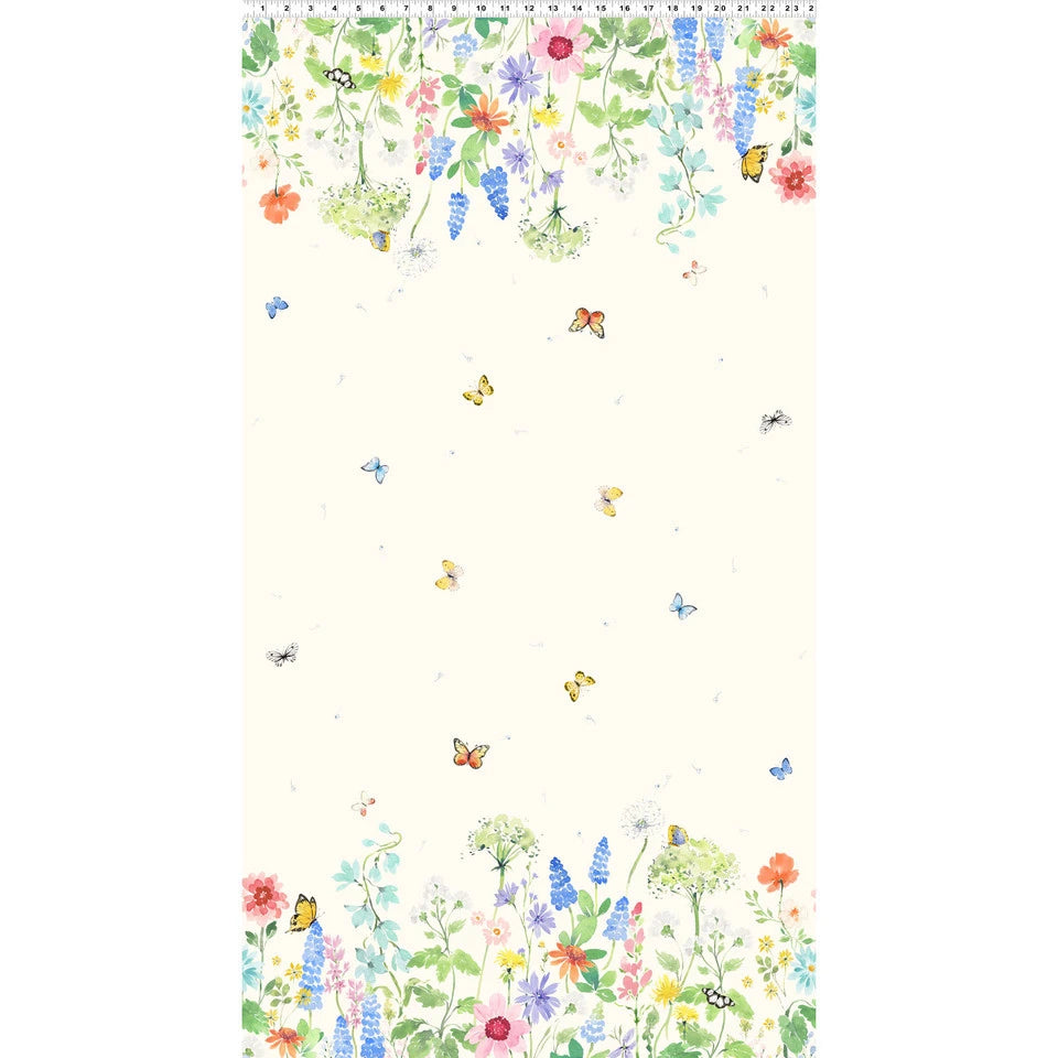Sunlit Sonnet Light Cream Double Border Fabric Yardage