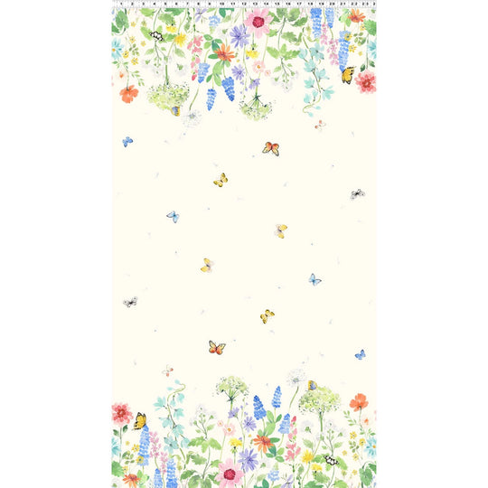 Sunlit Sonnet Light Cream Double Border Fabric Yardage