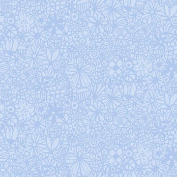 Flowers Packed Blue Fabric Yardage - quilt fabric for sewing and quilting projects