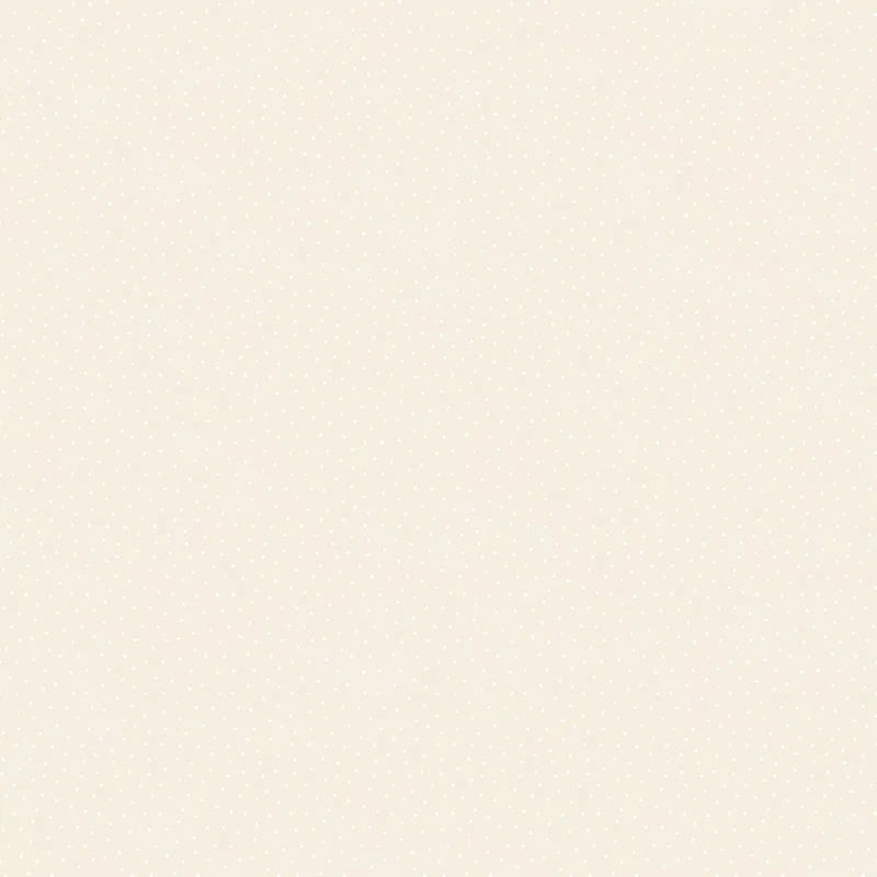 Elegant Essentials Scatter Dot Cream Pearl Fabric Yardage by Riley Blake features a light beige background with subtle, evenly spaced white dots—a simple, minimalistic design ideal for modern quilting cotton projects.