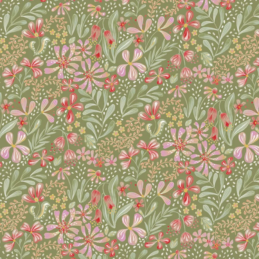 Country Poetry Green Secondary Main Fabric Yardage