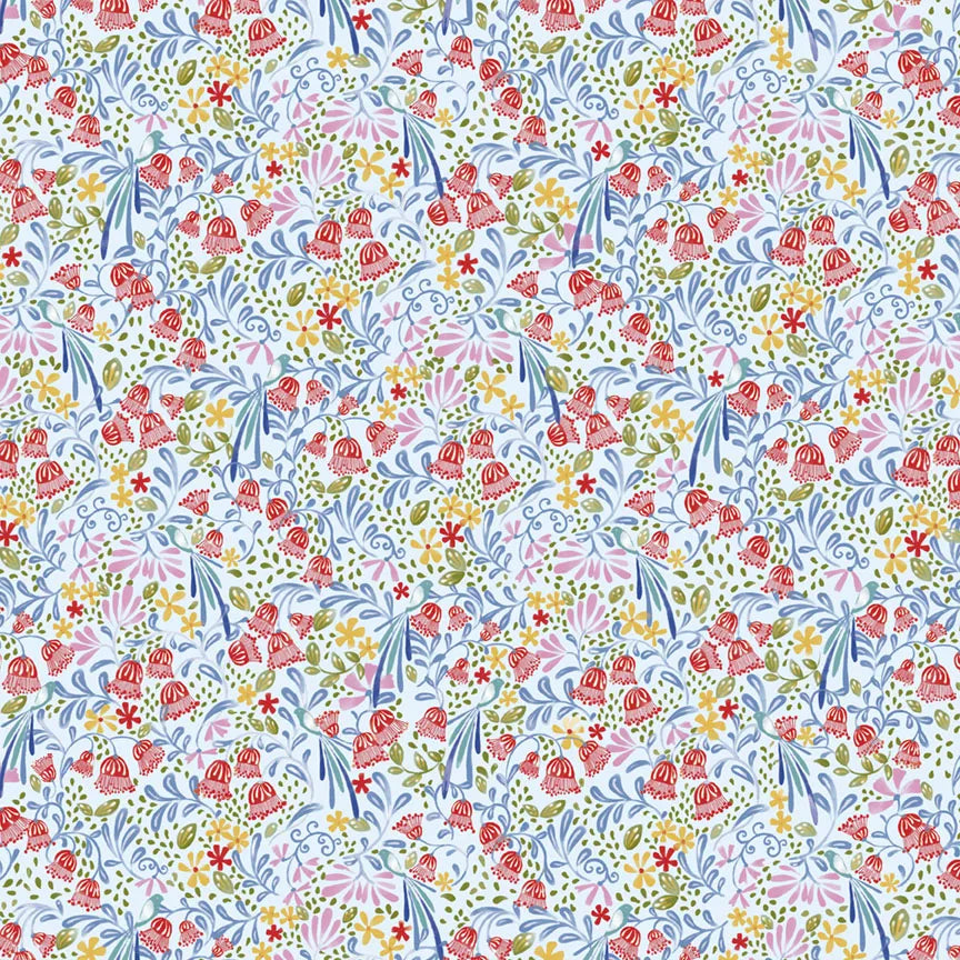 Country Poetry Light Blue Small Multi Fabric Yardage