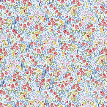 Country Poetry Light Blue Small Multi Fabric Yardage
