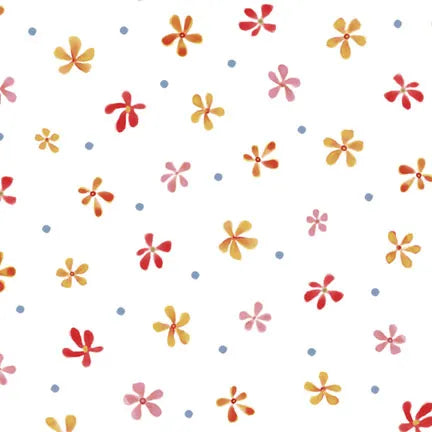 Country Poetry White Scattered Daisies Fabric Yardage