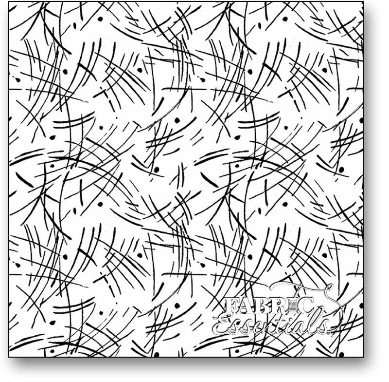 Century Black on White Strokes Fabric Yardage