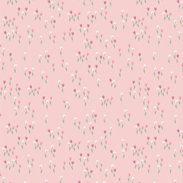 Romantica Pink Hillside Tulips Fabric Yardage