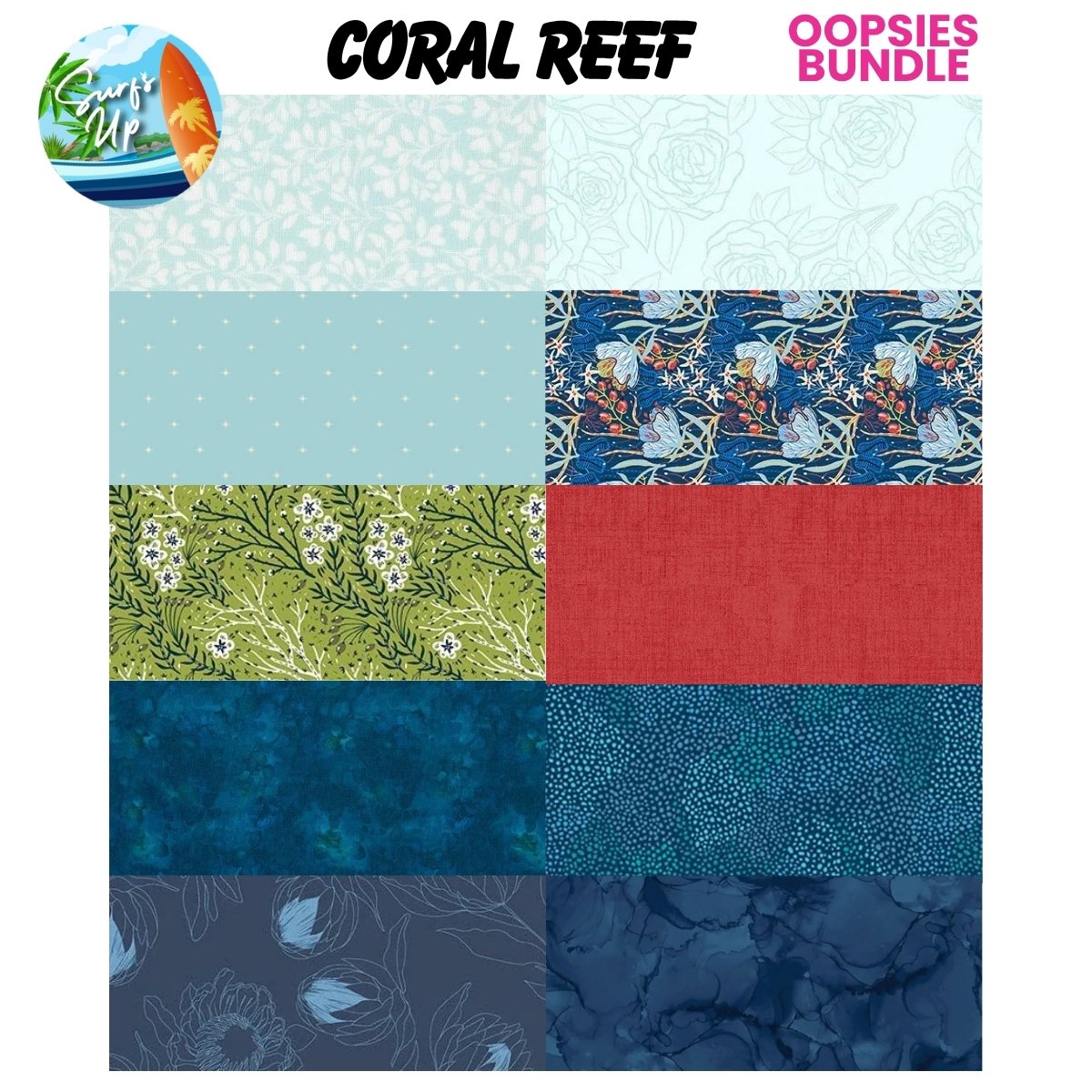 Mystery Five-0 Mega Mystery Coral Reef Oopsies! FQ Fabric Bundle