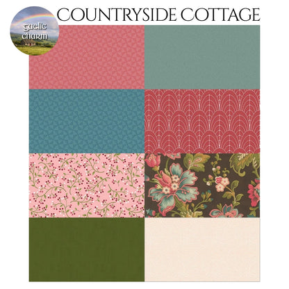 Countryside Cottage swatches for Mystery Five-0 Gaelic Charm mystery quilt