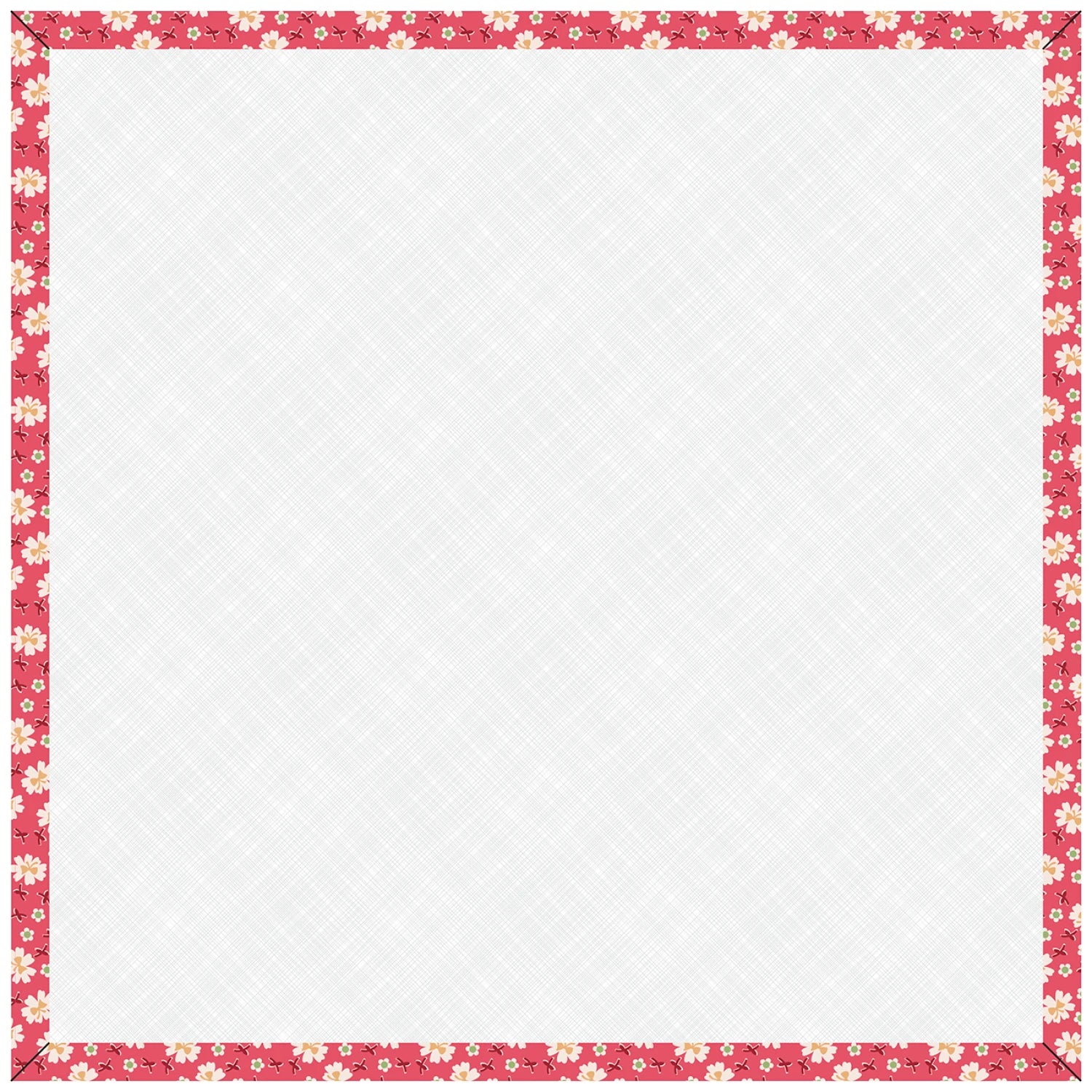 The Lori Holt Tea Rose 14" Square Farmer's Daughter Design Board by Checker Distributor features a light gray textured center and a red floral border, offering an ideal surface for fabric auditioning or image display.