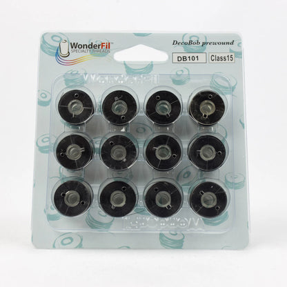 DecoBob Prewound Bobbins Class 15 12ct Black