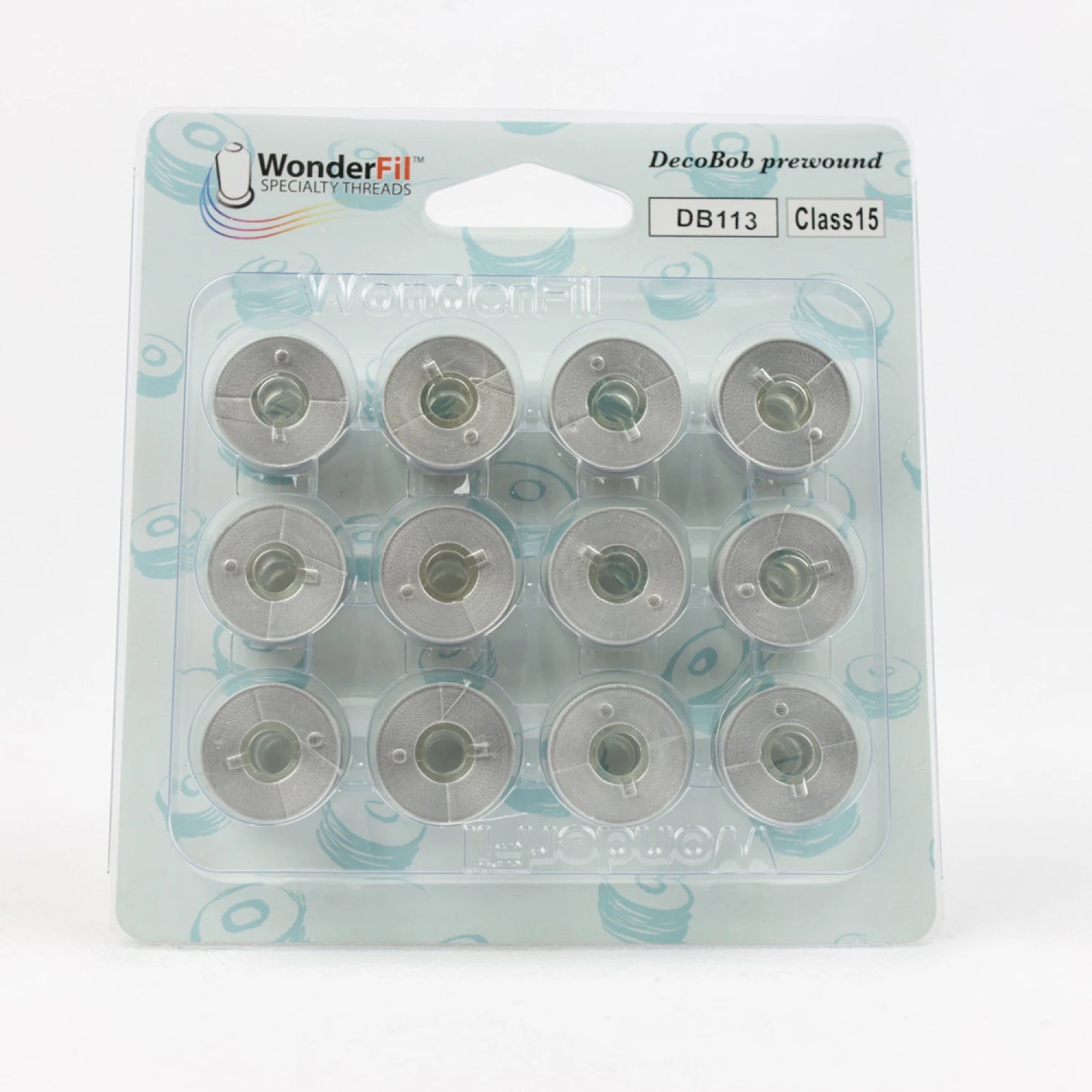 DecoBob Prewound Bobbins Class 15 12ct Dove Grey