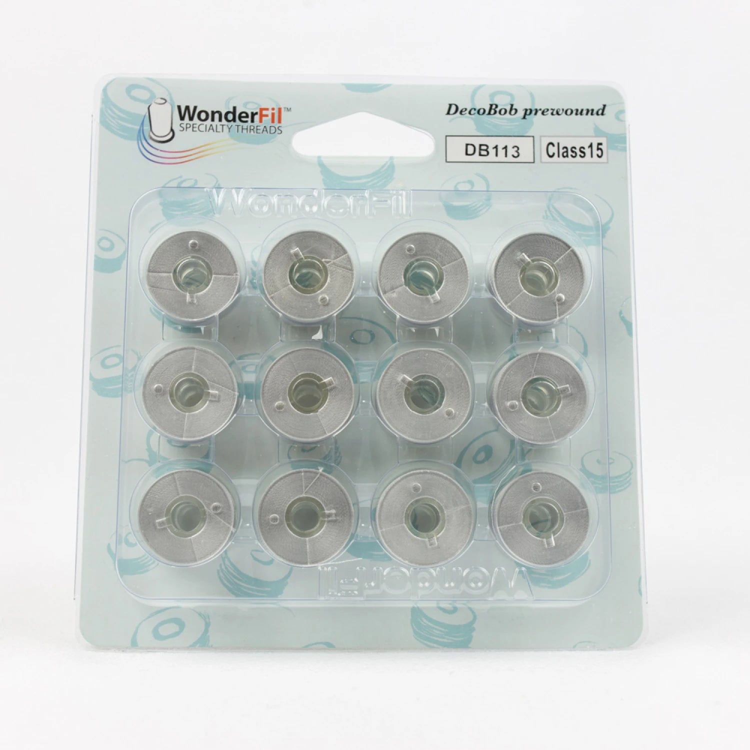 DecoBob Prewound Bobbins Class 15 12ct Dove Grey