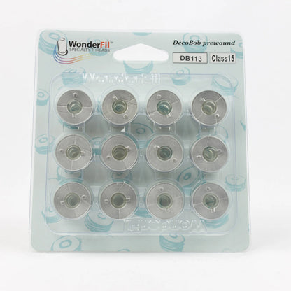 DecoBob Prewound Bobbins Class 15 12ct Dove Grey