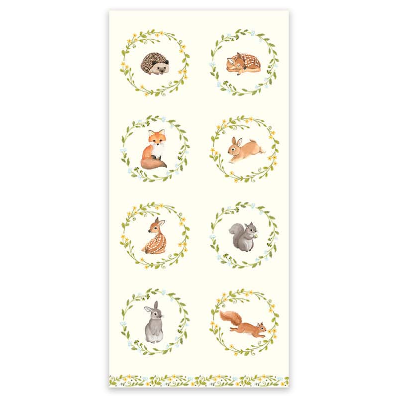 Woodland Babes Animal Blocks on Cream Fabric Yardage