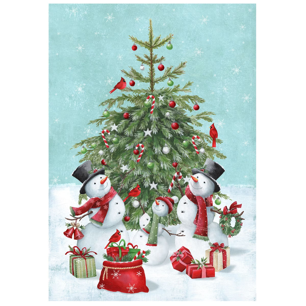 Holly Jolly Turquoise Multi Snowman 36" Panel - quilt fabric panel for quilting projects