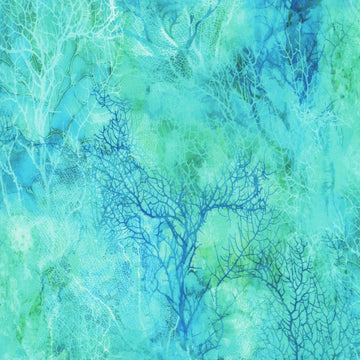 Coral Reef Turquoise Multi Coral Texture Fabric Yardage - quilt fabric for sewing and quilting projects